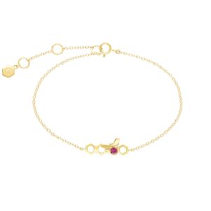 Honeycomb Impressed Ruby Hyperlink Bracelet in 9ct Yellow Gold