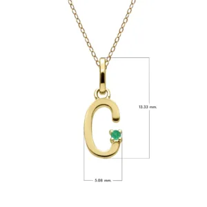 Preliminary Emerald Letter Necklace In 9ct Yellow Gold