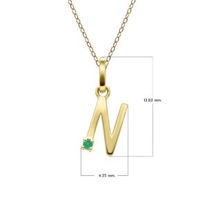 Preliminary Emerald Letter Necklace In 9ct Yellow Gold