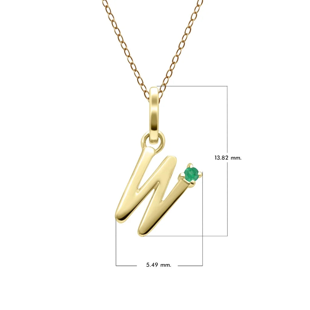 Preliminary Emerald Letter Necklace In 9ct Yellow Gold
