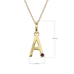 Preliminary Ruby Letter Necklace In 9ct Yellow Gold