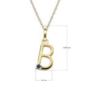 Preliminary Blue Sapphire Letter Necklace In 9ct Yellow Gold