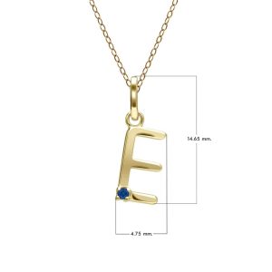 Preliminary Blue Sapphire Letter Necklace In 9ct Yellow Gold