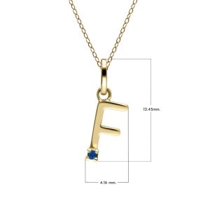 Preliminary Blue Sapphire Letter Necklace In 9ct Yellow Gold