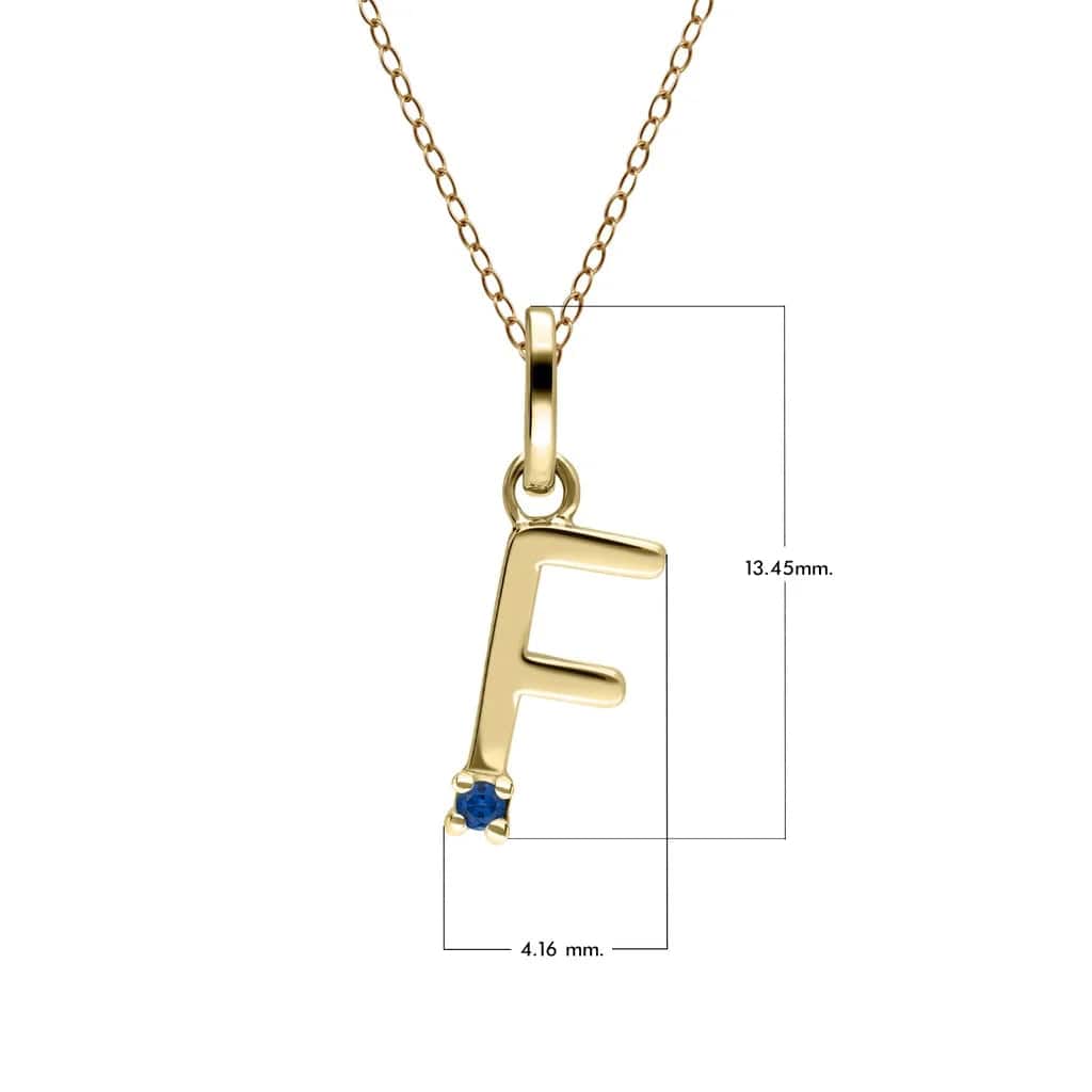 Preliminary Blue Sapphire Letter Necklace In 9ct Yellow Gold
