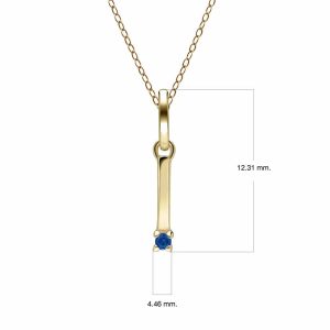 Preliminary Blue Sapphire Letter Necklace In 9ct Yellow Gold