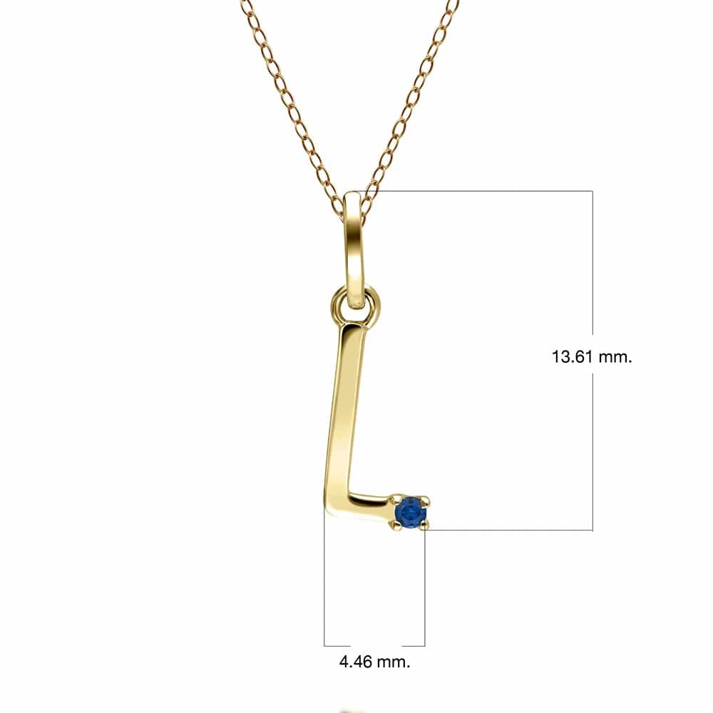 Preliminary Blue Sapphire Letter Necklace In 9ct Yellow Gold
