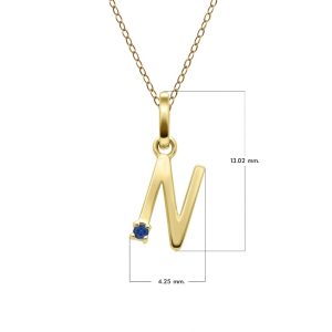 Preliminary Blue Sapphire Letter Necklace In 9ct Yellow Gold