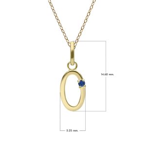 Preliminary Blue Sapphire Letter Necklace In 9ct Yellow Gold