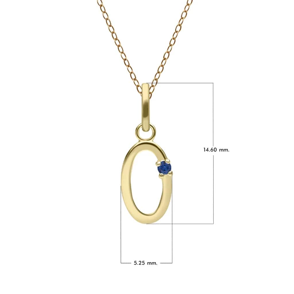 Preliminary Blue Sapphire Letter Necklace In 9ct Yellow Gold