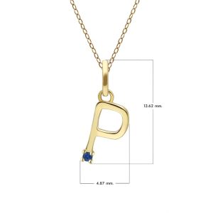 Preliminary Blue Sapphire Letter Necklace In 9ct Yellow Gold