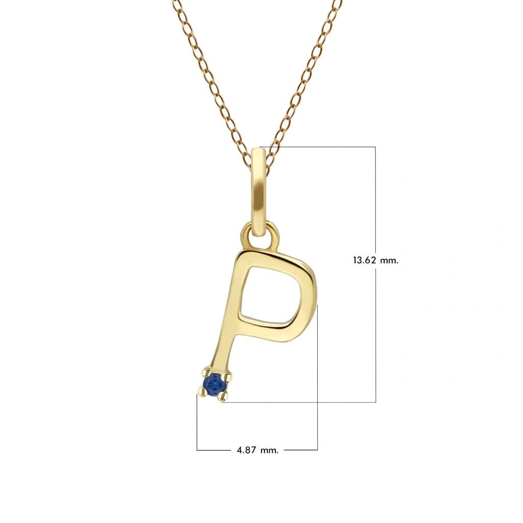 Preliminary Blue Sapphire Letter Necklace In 9ct Yellow Gold