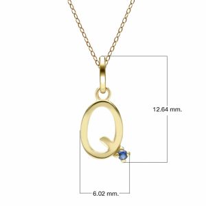 Preliminary Blue Sapphire Letter Necklace In 9ct Yellow Gold