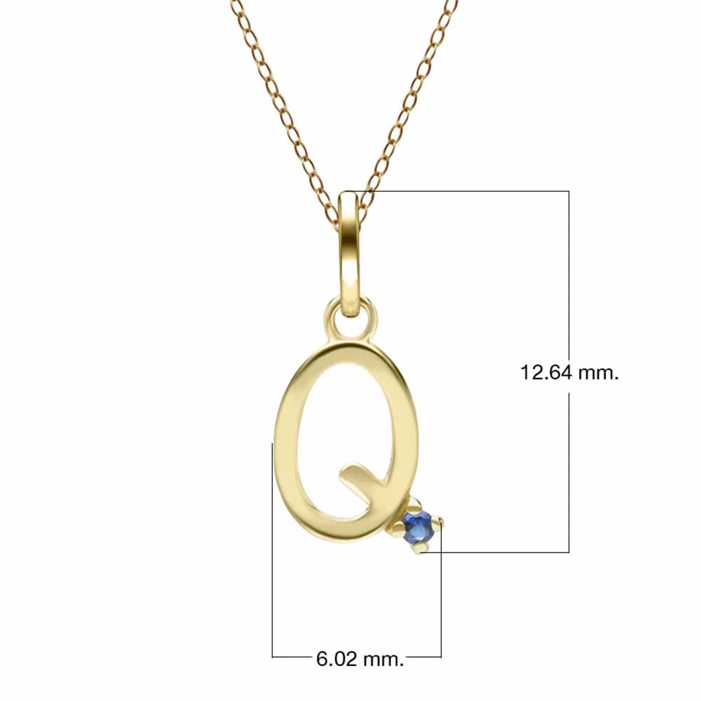 Preliminary Blue Sapphire Letter Necklace In 9ct Yellow Gold