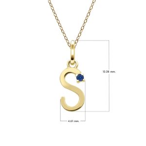 Preliminary Blue Sapphire Letter Necklace In 9ct Yellow Gold