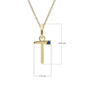 Preliminary Blue Sapphire Letter Necklace In 9ct Yellow Gold