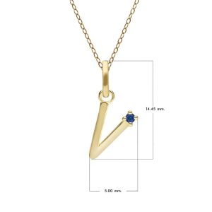 Preliminary Blue Sapphire Letter Necklace In 9ct Yellow Gold