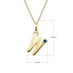 Preliminary Blue Sapphire Letter Necklace In 9ct Yellow Gold