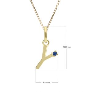 Preliminary Blue Sapphire Letter Necklace In 9ct Yellow Gold