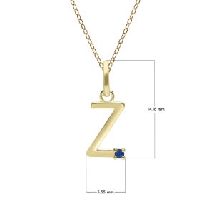 Preliminary Blue Sapphire Letter Necklace In 9ct Yellow Gold