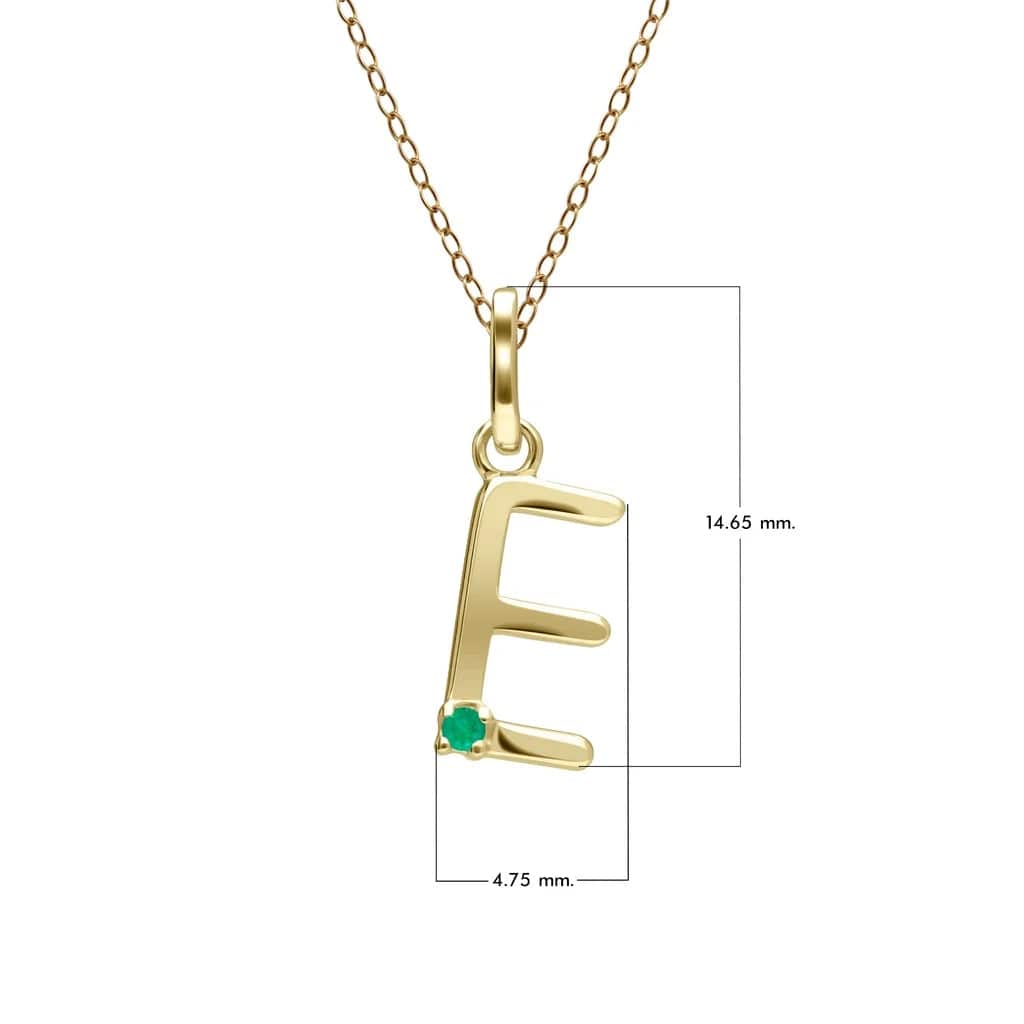 Preliminary Emerald Letter Necklace In 9ct Yellow Gold