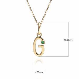 Preliminary Emerald Letter Necklace In 9ct Yellow Gold
