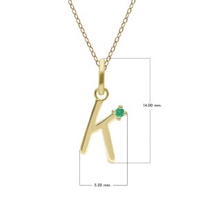 Preliminary Emerald Letter Necklace In 9ct Yellow Gold