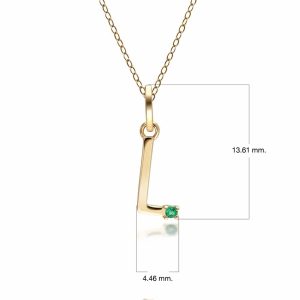 Preliminary Emerald Letter Necklace In 9ct Yellow Gold