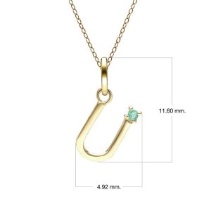 Preliminary Emerald Letter Necklace In 9ct Yellow Gold