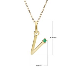 Preliminary Emerald Letter Necklace In 9ct Yellow Gold