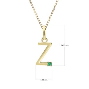 Preliminary Emerald Letter Necklace In 9ct Yellow Gold