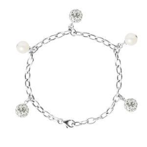 Diadema Womens – Bracelet Freshwater Pearls – Love Jewelry Collection Silver Sterling – One Size