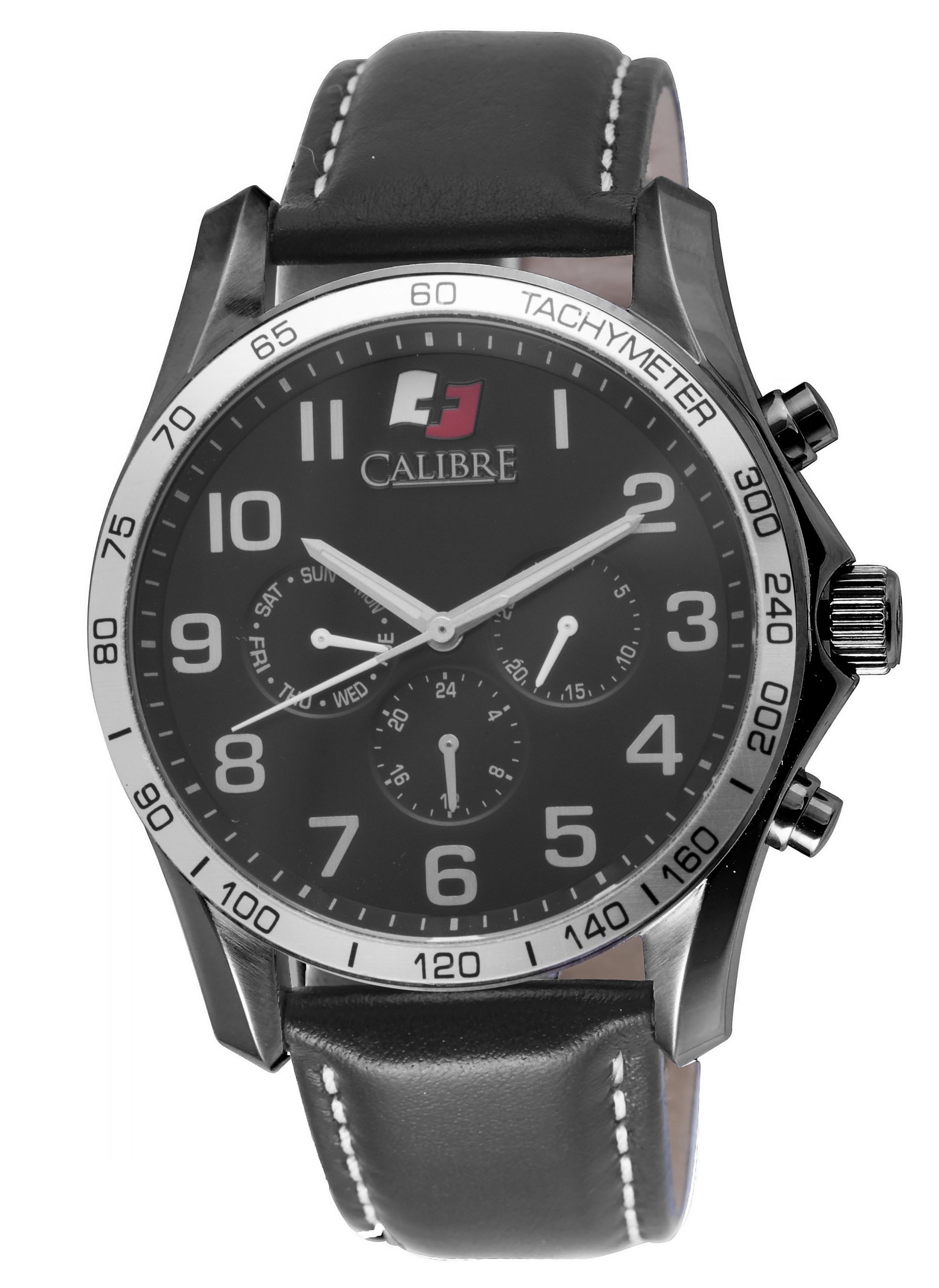 Calibre Mens Buffalo Swiss Made Movement Watch Black Leather Calfskin L3 Dial - One Size