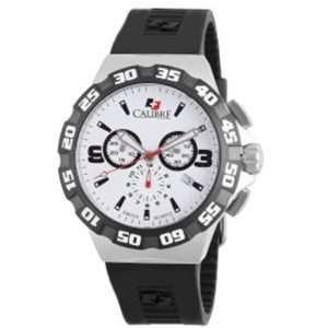 Calibre Mens Lancer Swiss Made Movement Watch Black Rubber White L3 Dial – One Size