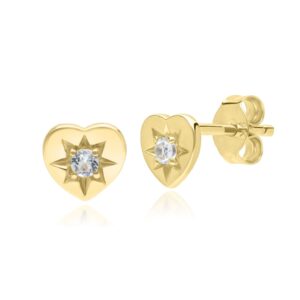 ECFEW™ ‘The Liberator’ Blue Topaz Center Stud Earrings in 9ct Yellow Gold
