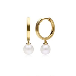Caruso Pearl Grasp Hoop Earrings in Gold Plated Sterling Silver