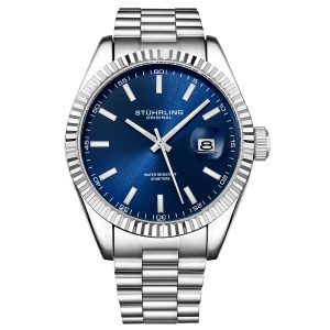 Stührling Mens Lineage 3935 Quartz 42mm Vintage – Blue – One Dimension