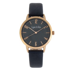 Sophie & Freda Womens and Vancouver Leather-Band Watch – Blue Stainless Steel – One Size