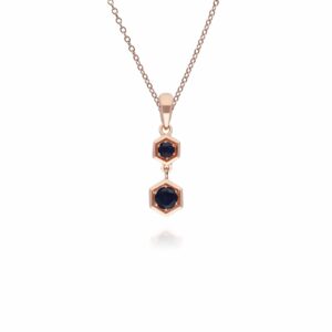 Honeycomb Impressed Sapphire Pendant Necklace in 9ct Rose Gold
