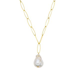 Valero Pearls Womens Necklace sterling silver yellow gold freshwater cultured white – Size 40cm