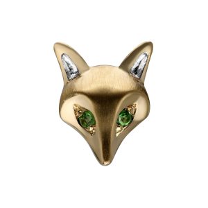 Gardenia Tsavorite Fox Pin In 9ct Yellow Gold