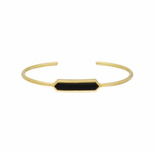 Geometric Prism Black Onyx Bangle in Gold Plated Silver