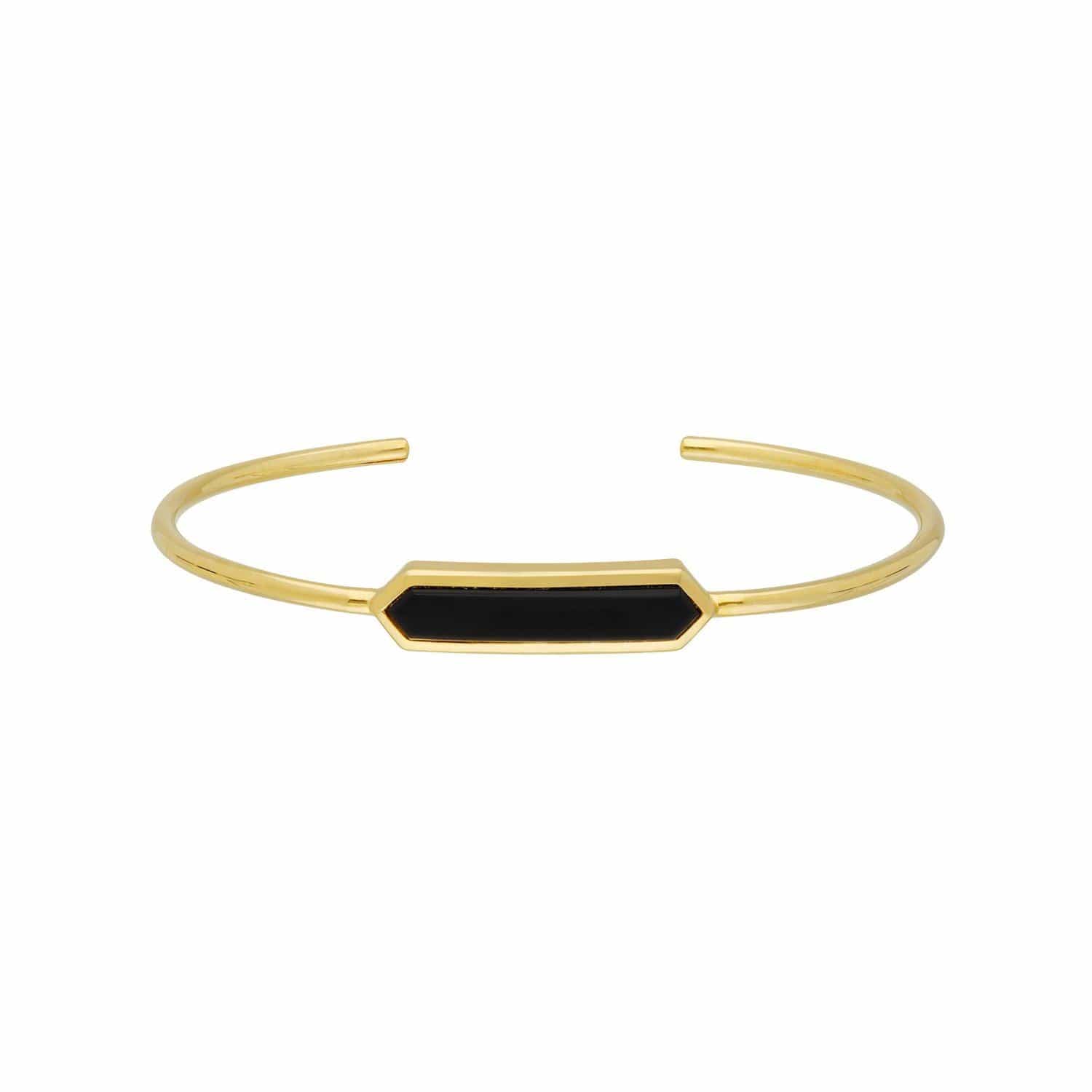 Geometric Prism Black Onyx Bangle in Gold Plated Silver