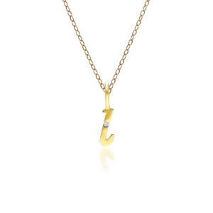 Alphabet Letter L Diamond pendant in 9ct Yellow Gold