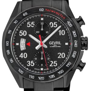 Gevril Mens Ascari Chronograph 48312B Swiss Automatic Sellita SW500 Watch – Black – One Size
