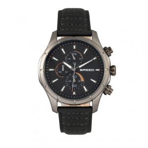 Breed Mens Lacroix Chronograph Leather-based-Band Watch – Gray Stainless Metal – One Measurement