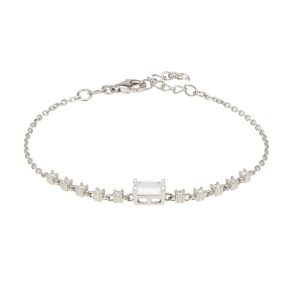 Latelita Womens Claudia Gemstone Bracelet Silver Transparent Quartz – Blue Sterling Silver – One Dimension