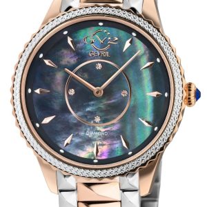 Gv2 Siena Womens Swiss Quartz Blue MOP Dial Two Tone Rose Stainless Steel Diamond Watch – Rose Gold – One Size