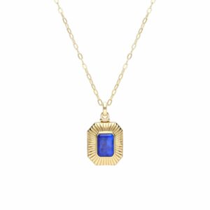 Bona Fide Lapis Lazuli Octagon Locket in Gold Plated Sterling Silver