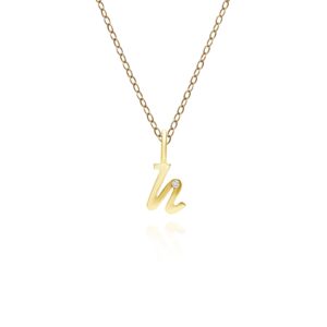 Alphabet Letter H Diamond pendant in 9ct Yellow Gold